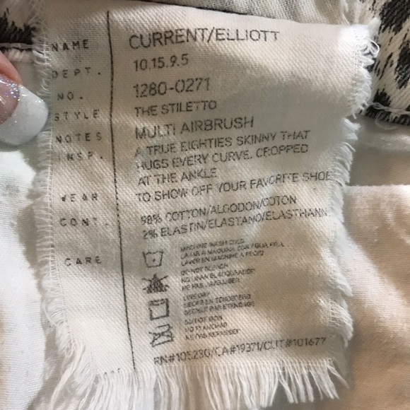 Current Elliot "The Stiletto" Pastel Airbrush Animal Print Ankle Jeans size 31 - Picture 8 of 9